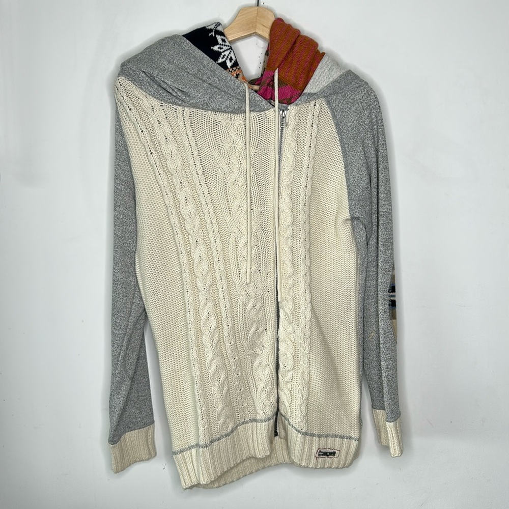 Desigual Multi Pattern Full Zip Double Hooded Swe… - image 1